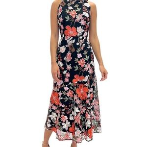 Same Edelman Floral embroidery halter dress